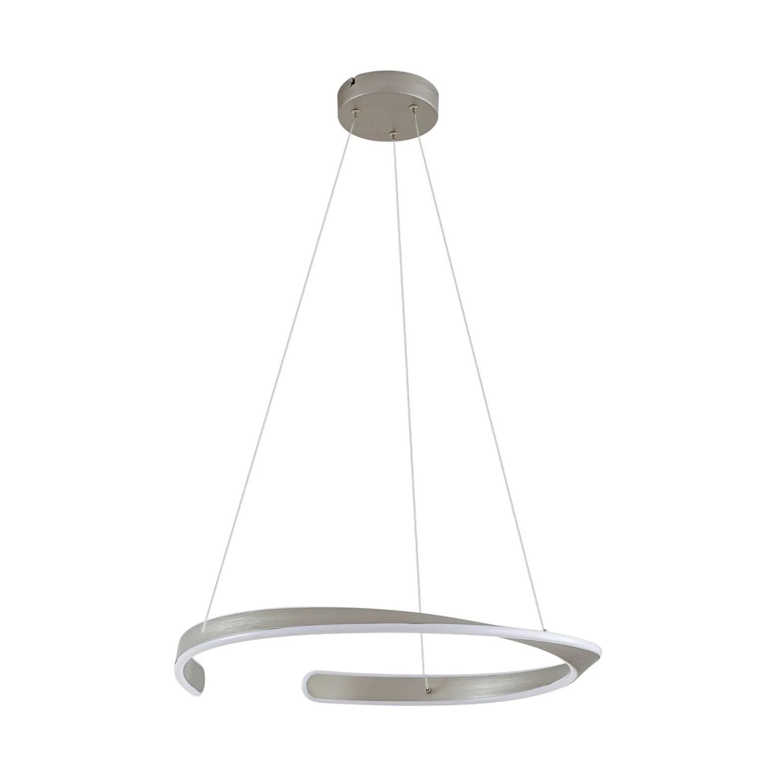 Lámpara colgante LED Lucande Eloura, plateada, Ø58 cm, metal, CCT