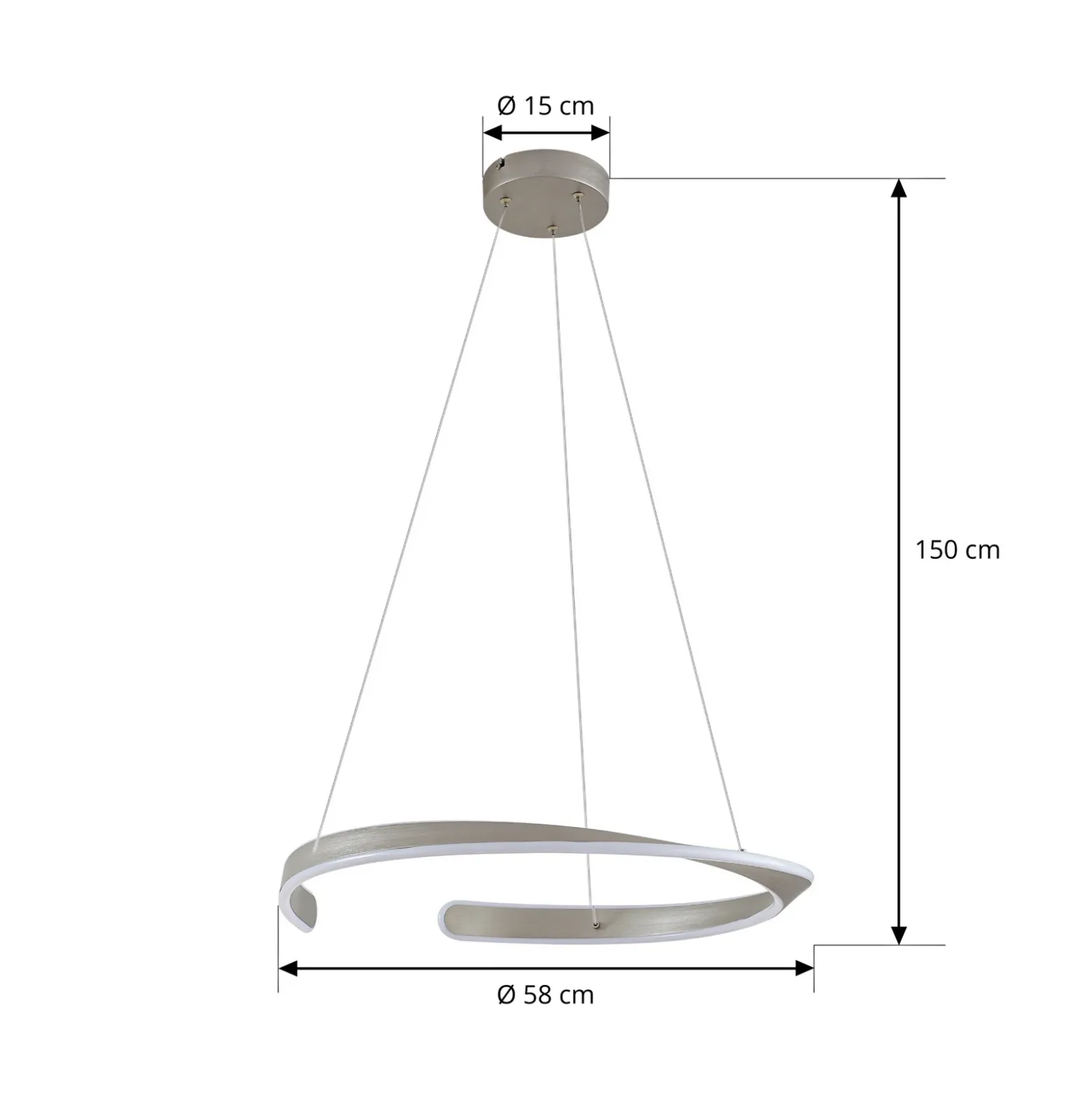 Lámpara colgante LED Lucande Eloura, plateada, Ø58 cm, metal, CCT
