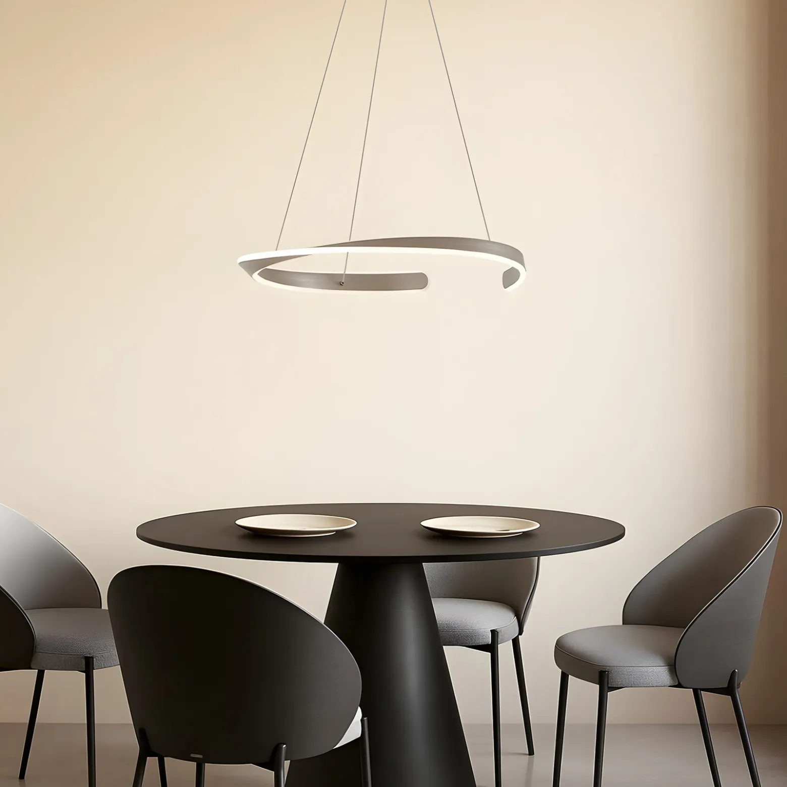 Lámpara colgante LED Lucande Eloura, plateada, Ø58 cm, metal, CCT