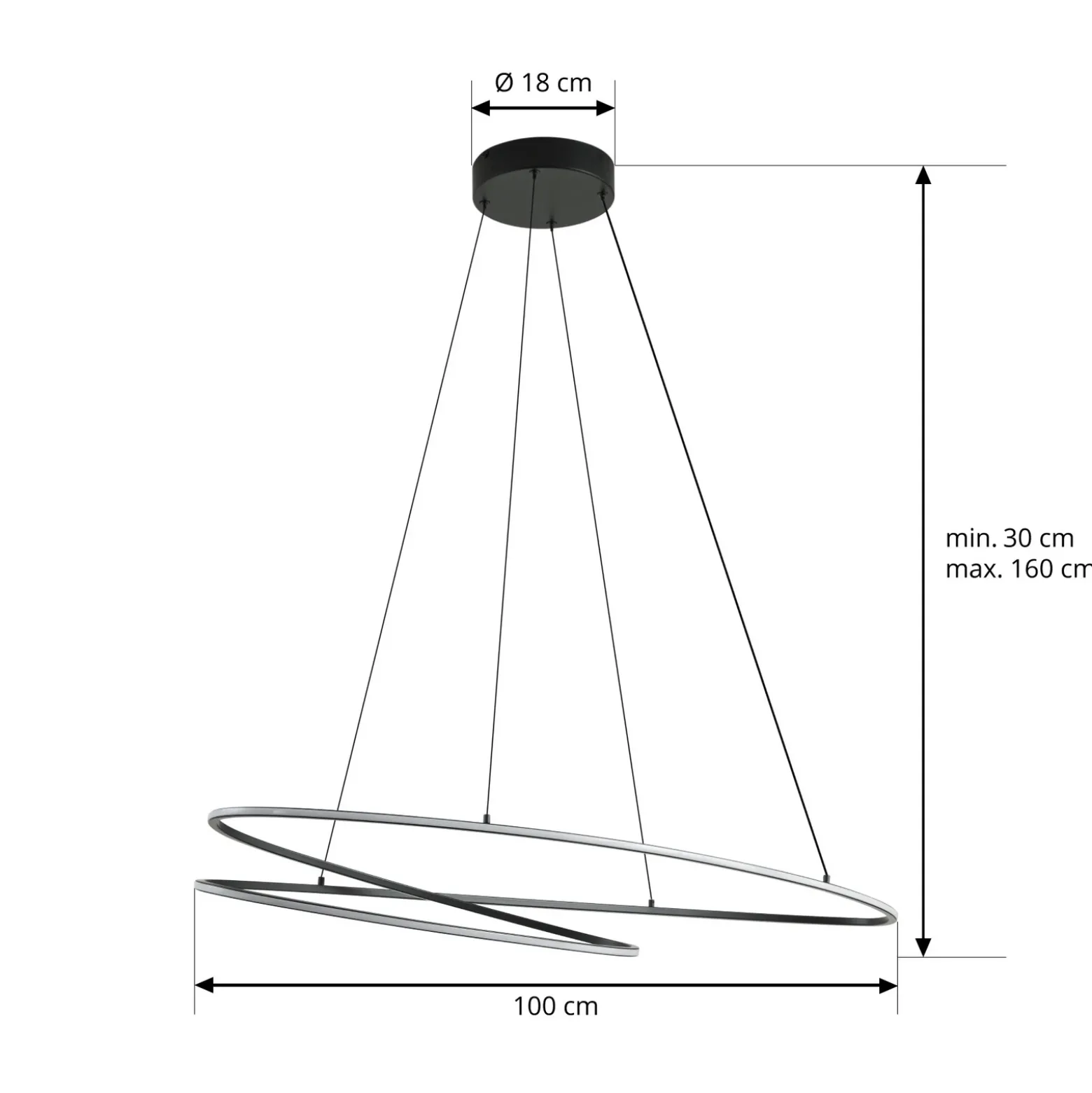 Lámpara colgante LED Lucande Gavril, 100 cm, negra, atenuable