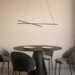 Lámpara colgante LED Lucande Gavril, 100 cm, negra, atenuable
