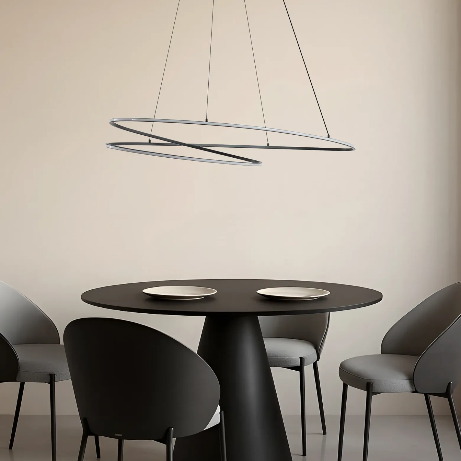 Lámpara colgante LED Lucande Gavril, 100 cm, negra, atenuable