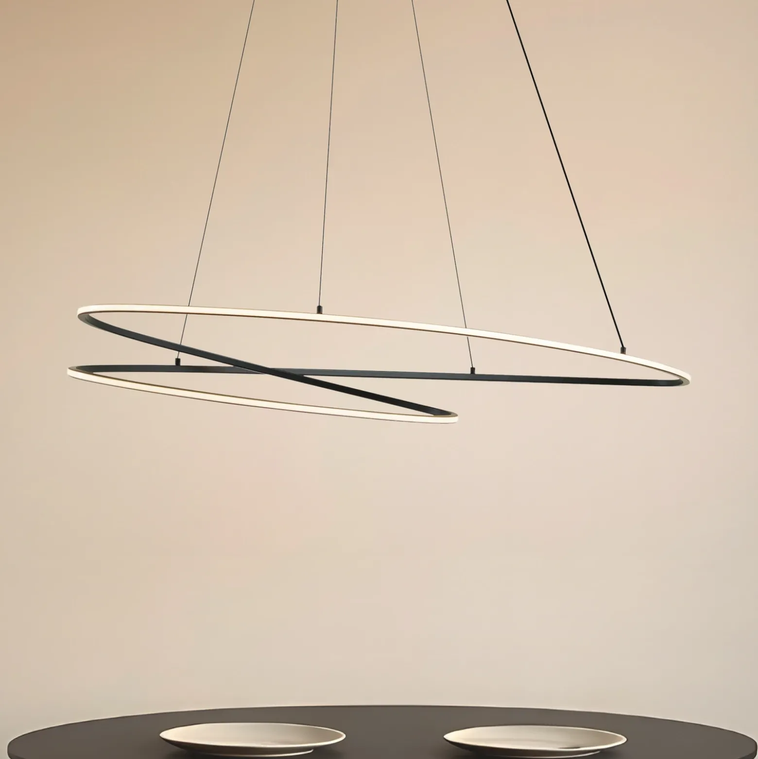Lámpara colgante LED Lucande Gavril, 100 cm, negra, atenuable