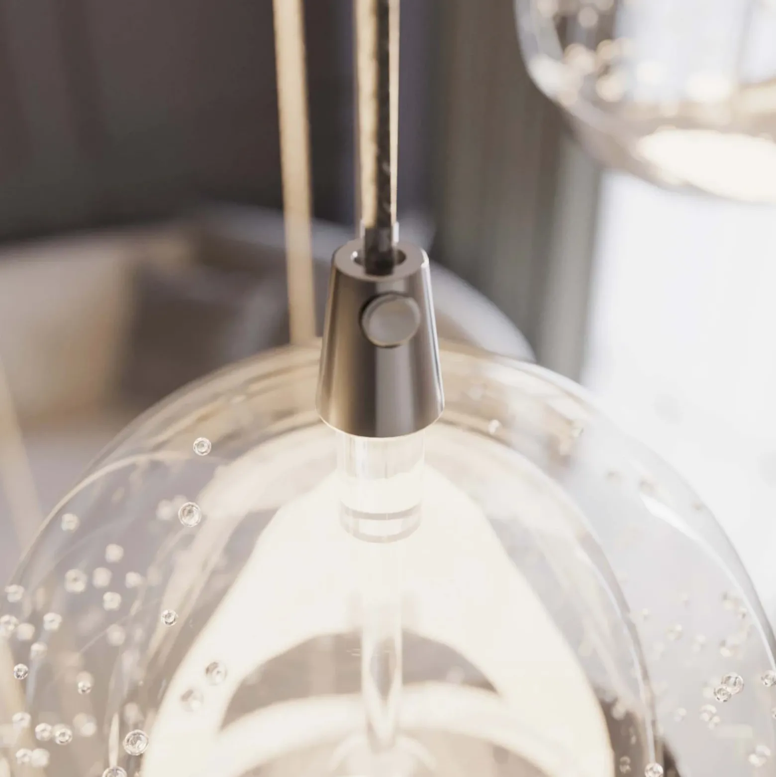 lámpara colgante LED Lucande Hayley, Ø 40 cm, 9 luces, cromo, cristal