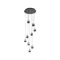 Lámpara colgante LED Lucande Hayley, negra, 9 luces, cristal