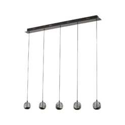 Lámpara colgante LED Lucande Hayley, negra, 5 luces, alargada