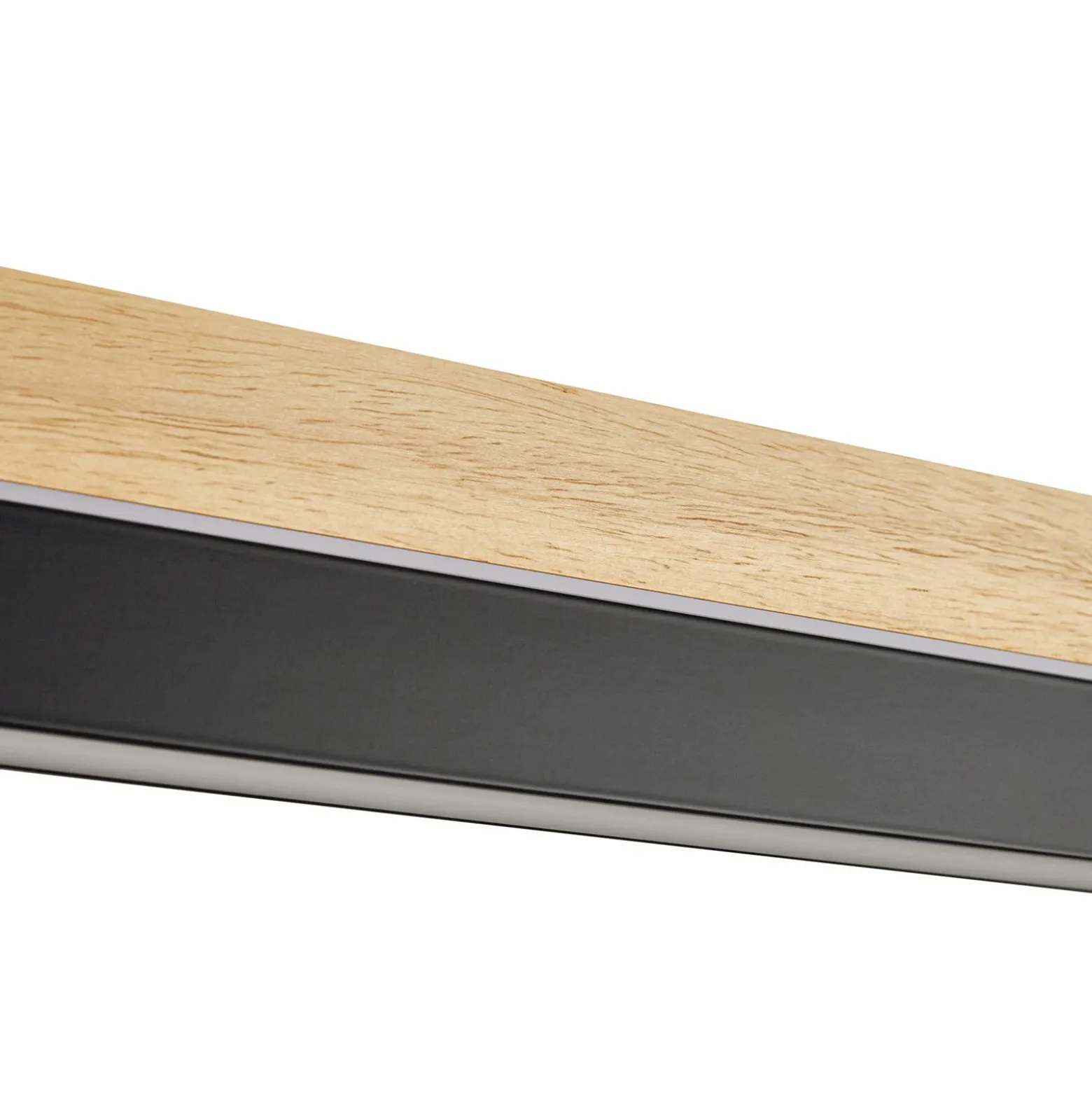 Lámpara colgante LED Lucande Holven, madera, CCT, longitud 113 cm