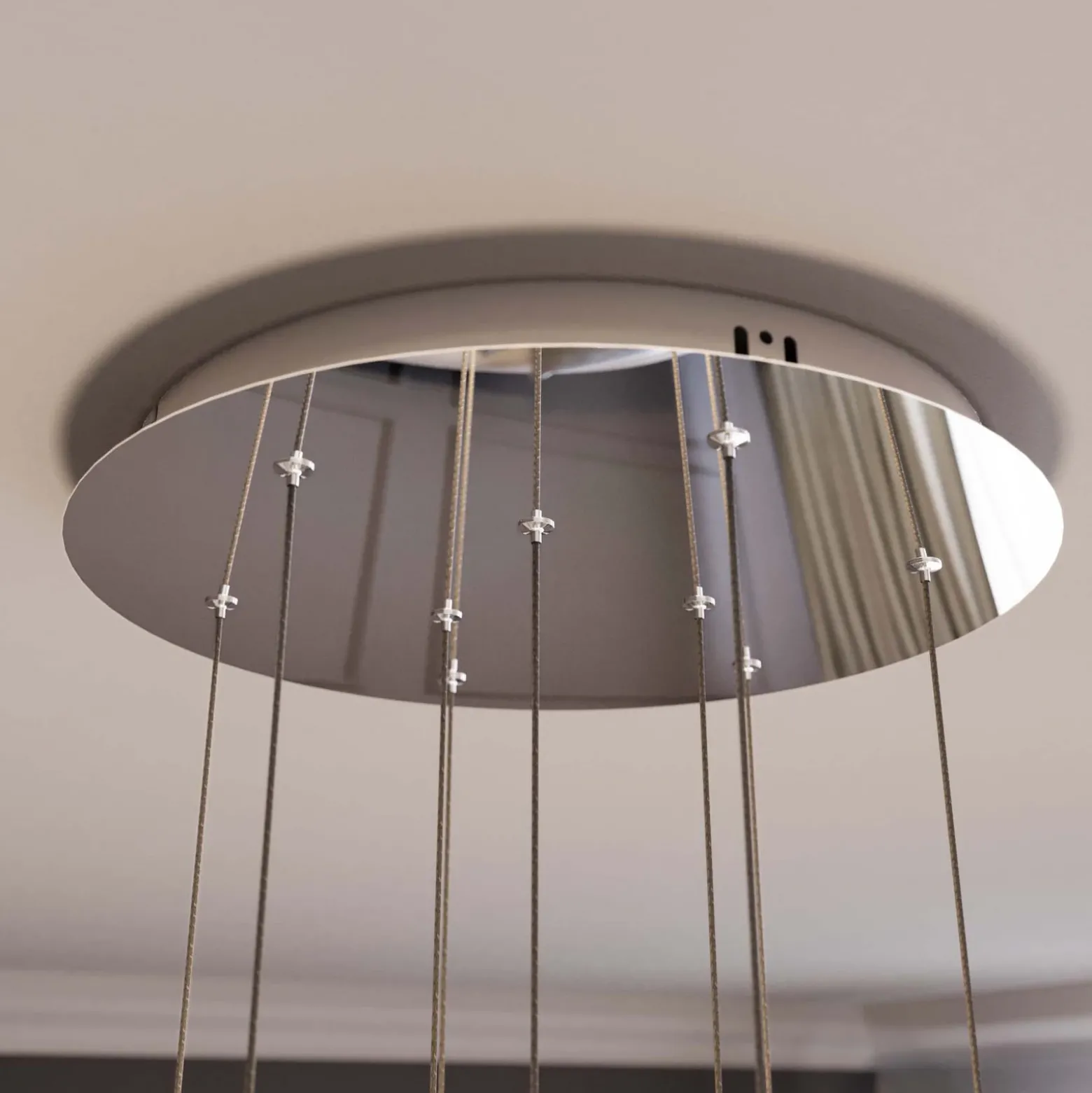 lámpara colgante LED Lucande Hayley, Ø 40 cm, 9 luces, cromo, cristal