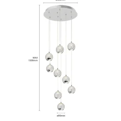 lámpara colgante LED Lucande Hayley, Ø 40 cm, 9 luces, cromo, cristal