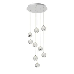 lámpara colgante LED Lucande Hayley, Ø 40 cm, 9 luces, cromo, cristal