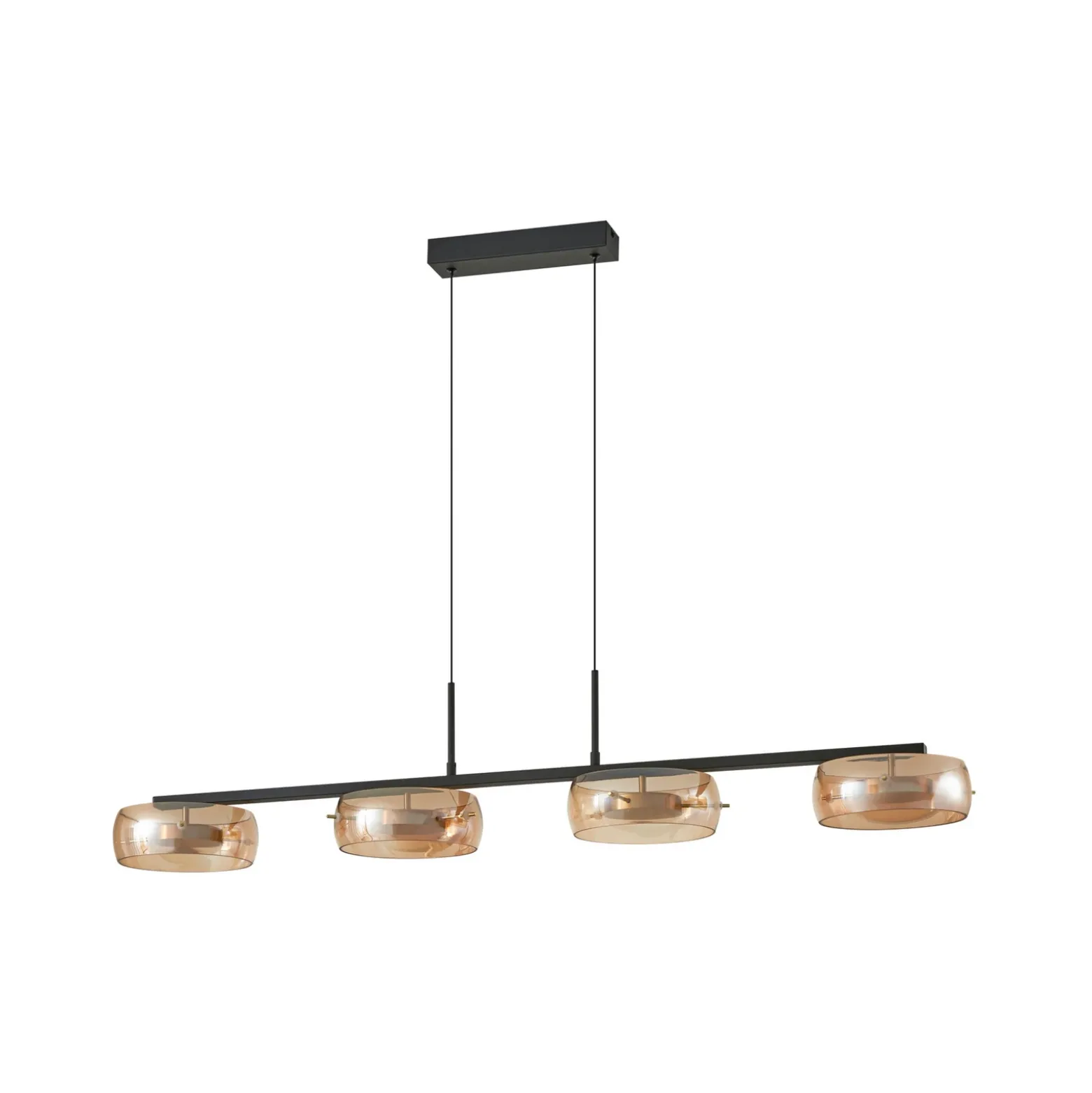 Lámpara colgante LED Lucande Martis, ámbar, 4 luces, atenuable