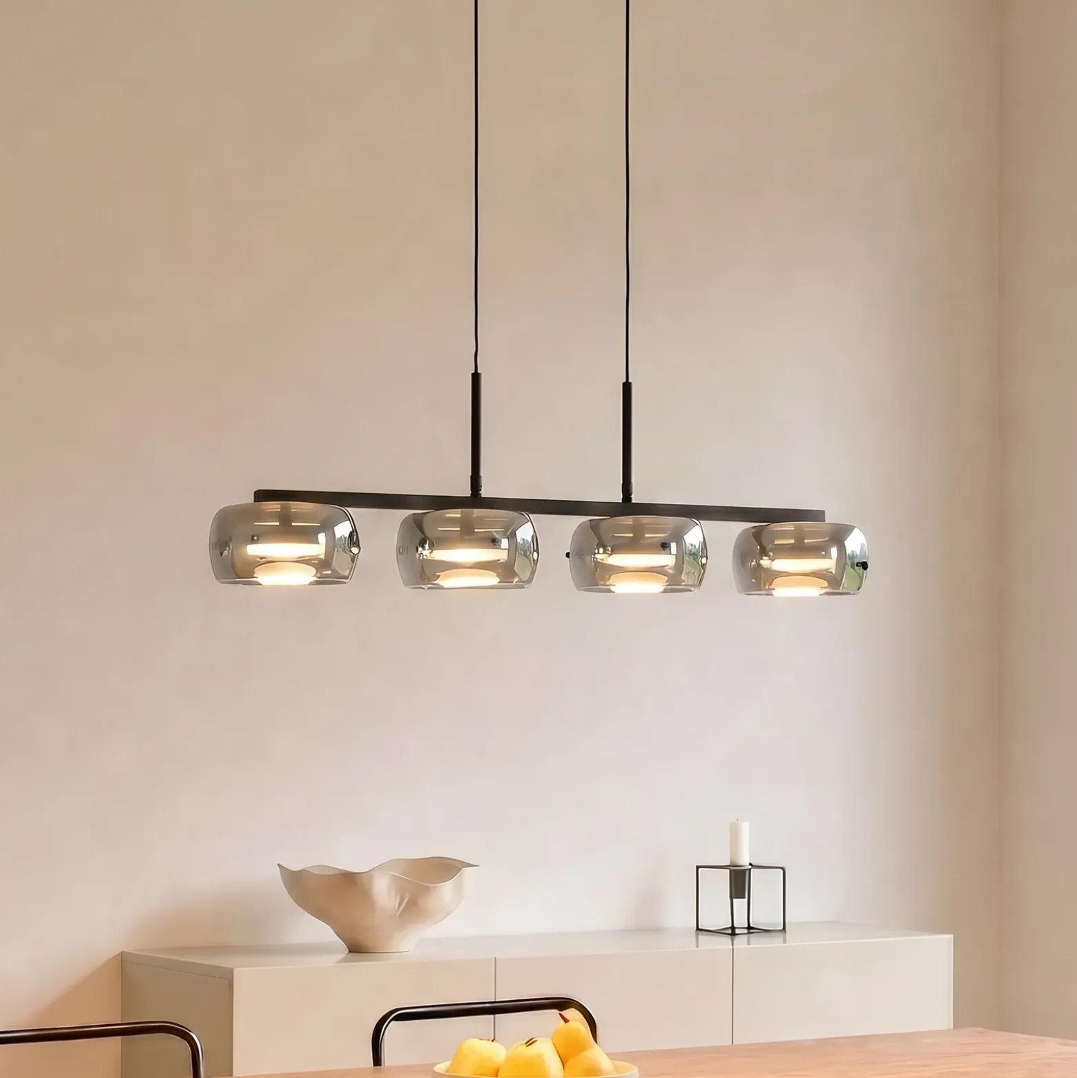 Lámpara colgante LED Lucande Martis, negra, 4 luces, atenuable