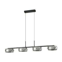Lámpara colgante LED Lucande Martis, negra, 4 luces, atenuable