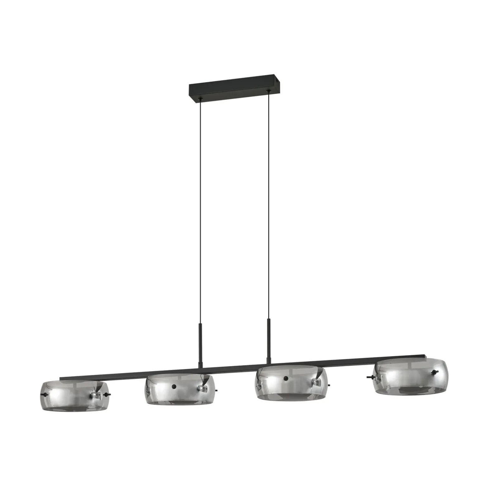 Lámpara colgante LED Lucande Martis, negra, 4 luces, atenuable