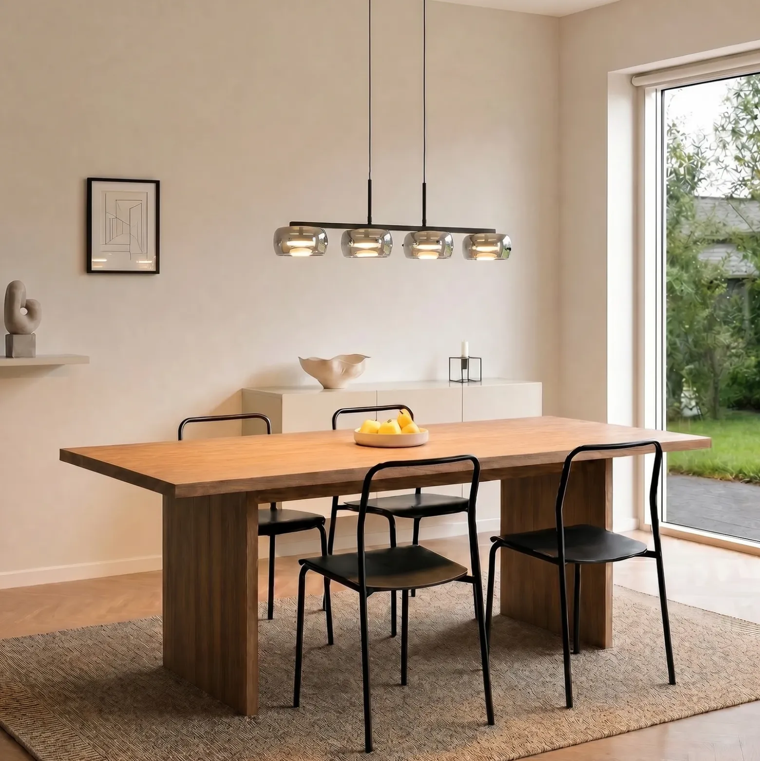 Lámpara colgante LED Lucande Martis, negra, 4 luces, atenuable