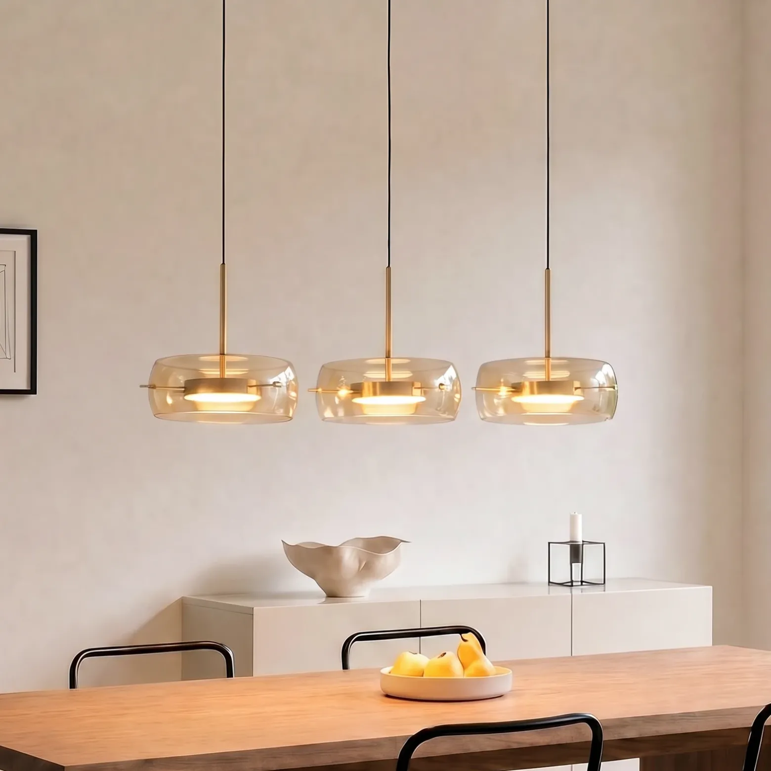 Lámpara colgante LED Lucande Martis, ámbar, 3 luces, atenuable