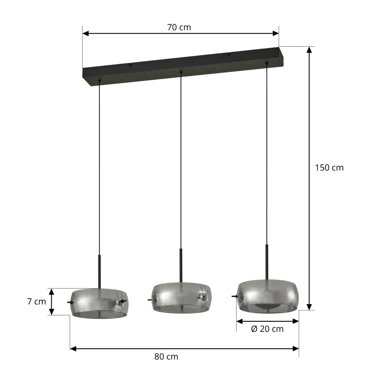 Lámpara colgante LED Lucande Martis, negra, 3 luces, step-dim
