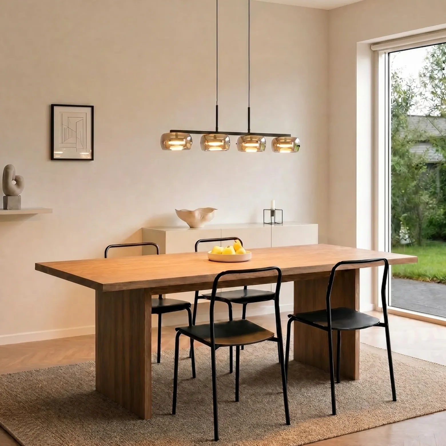 Lámpara colgante LED Lucande Martis, ámbar, 4 luces, atenuable
