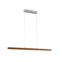 Lámpara colgante LED Lucande Nihalo, madera, 122 cm, atenuable, CCT