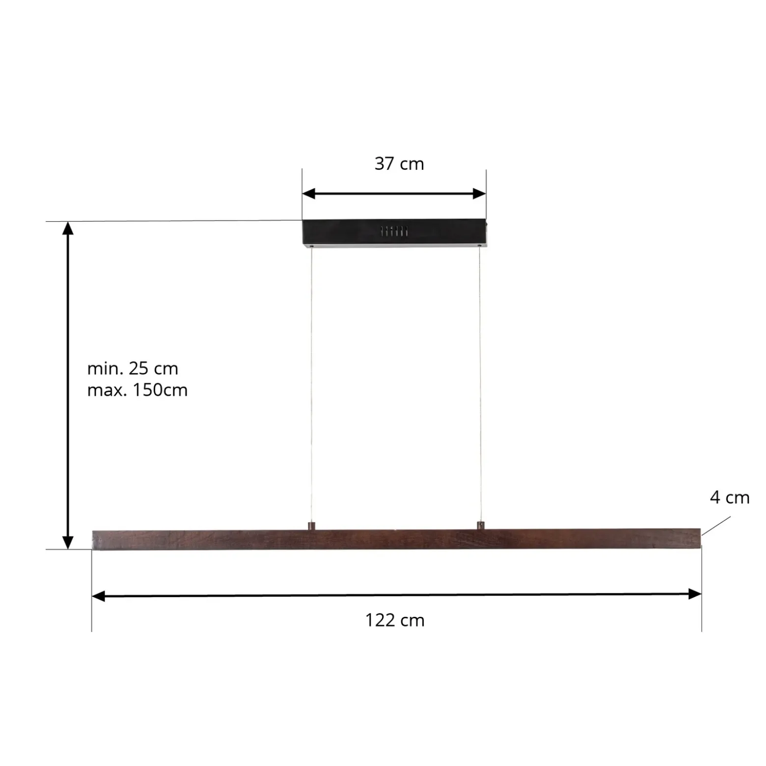 Lámpara colgante LED Lucande Nihalo, nogal, 122 cm, atenuable, CCT