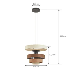 Lámpara colgante LED Lucande Peldano, Ø50 cm marrón/beige, atenuable
