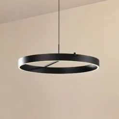 Lámpara colgante LED Lucande Rovan, Ø 60 cm, negro, CCT, atenuable