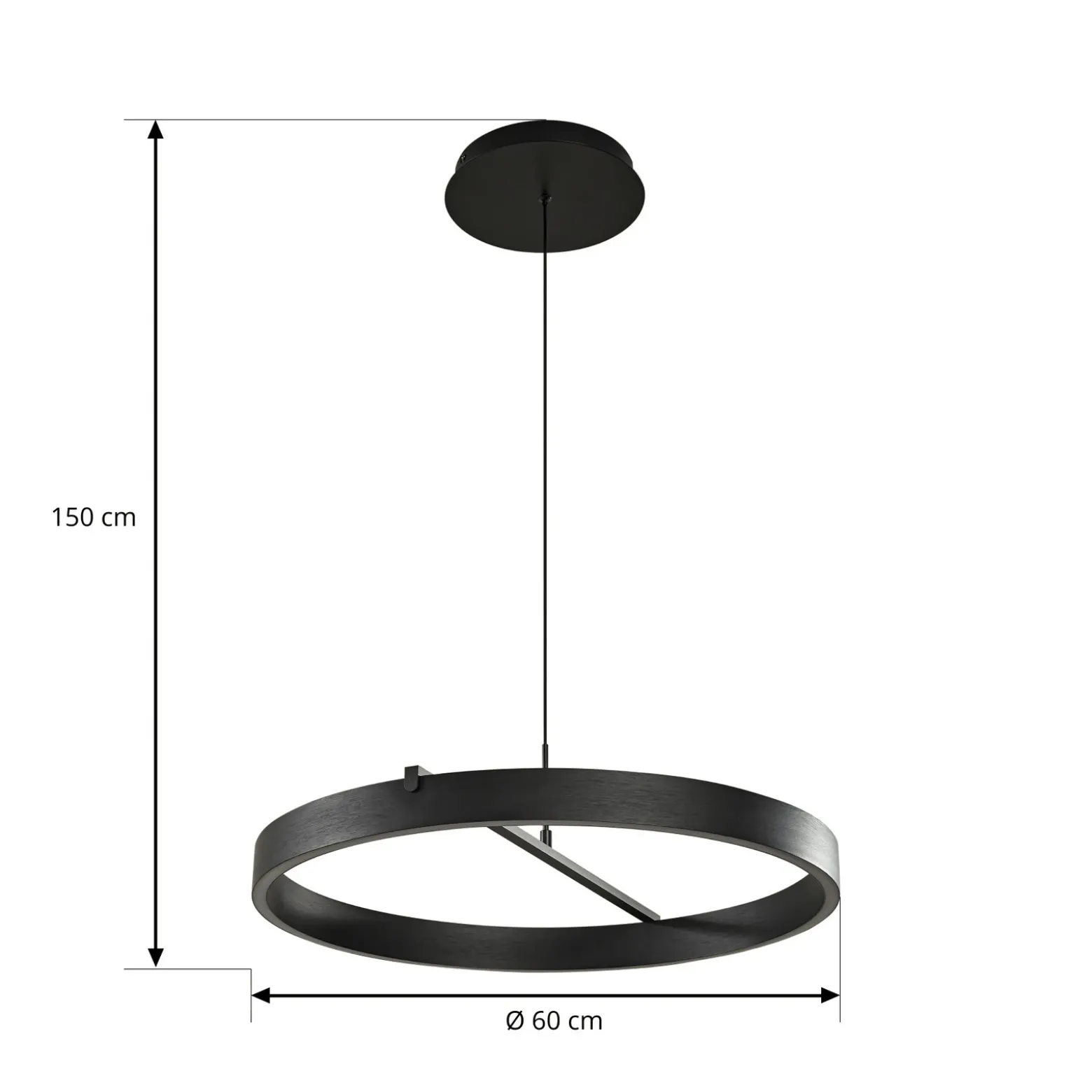 Lámpara colgante LED Lucande Rovan, Ø 60 cm, negro, CCT, atenuable
