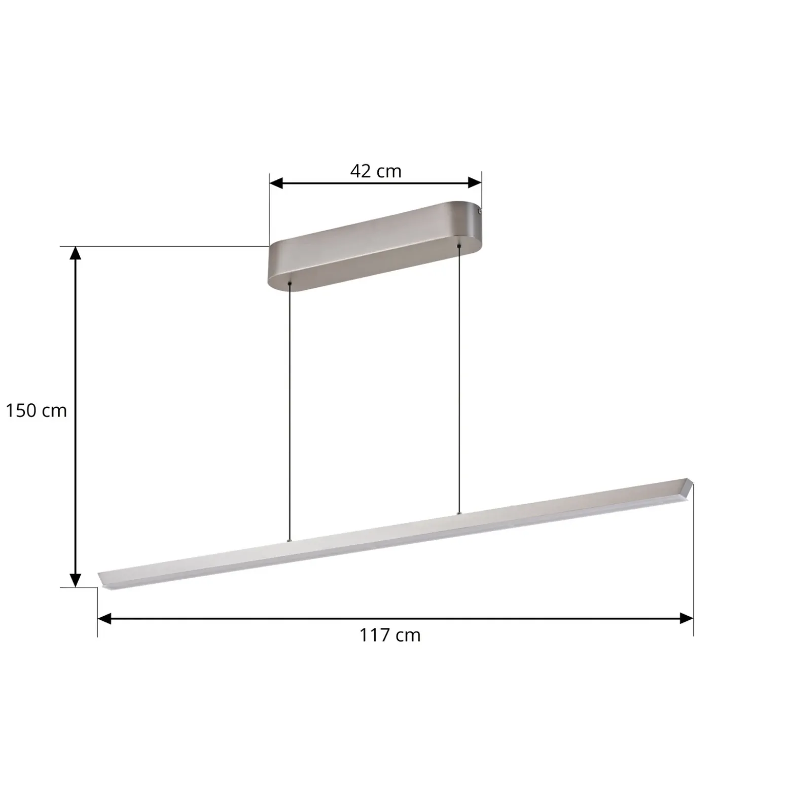 Lámpara colgante LED Lucande Solvar, 117 cm, plateada, CCT, atenuable