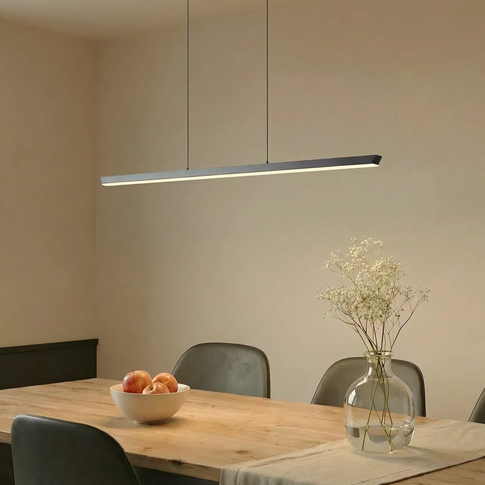 Lámpara colgante LED Lucande Solvar, 117 cm, negro, CCT, atenuable