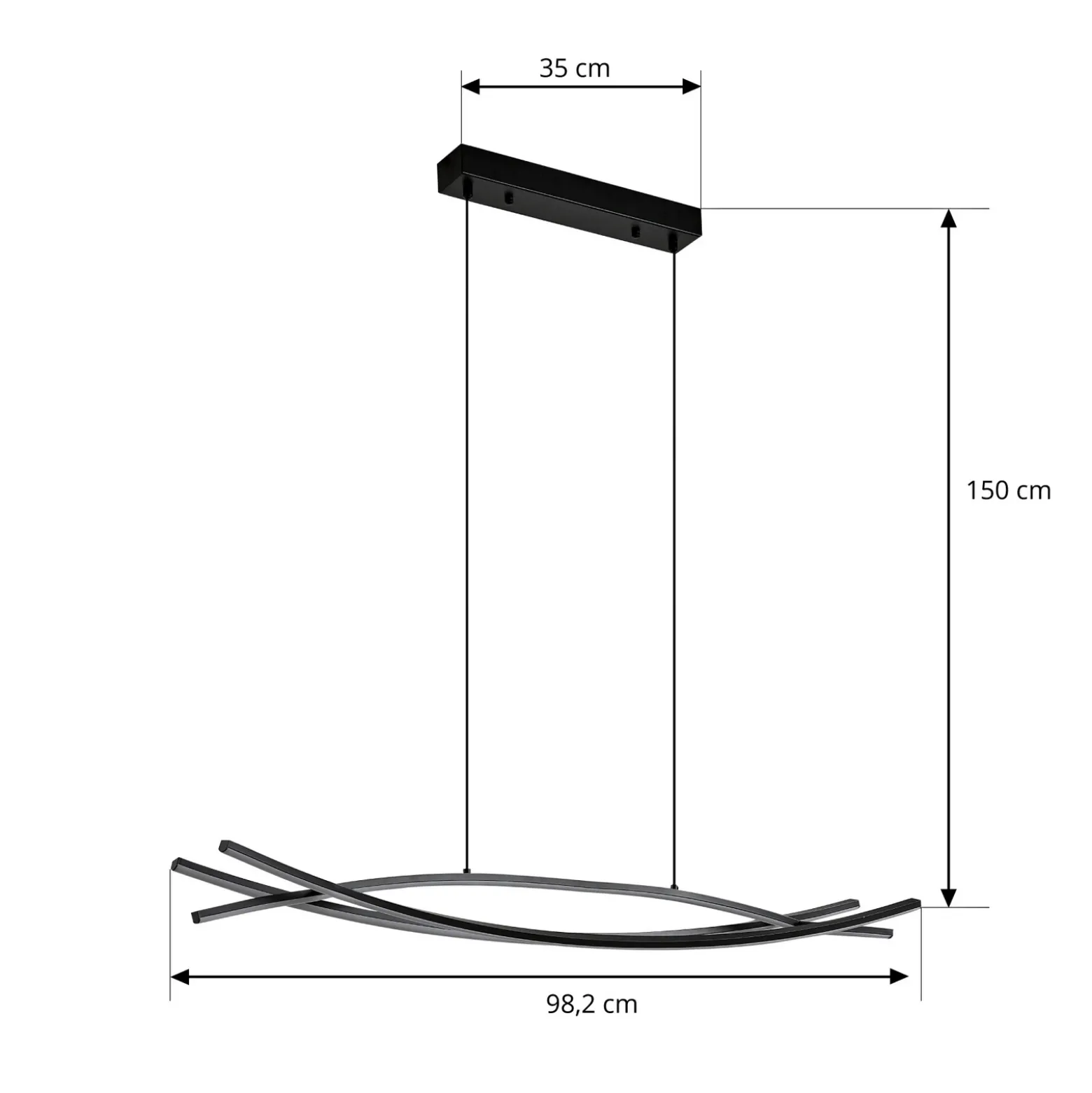 Lámpara colgante LED Lucande Sayori, 98 cm, negra, atenuable
