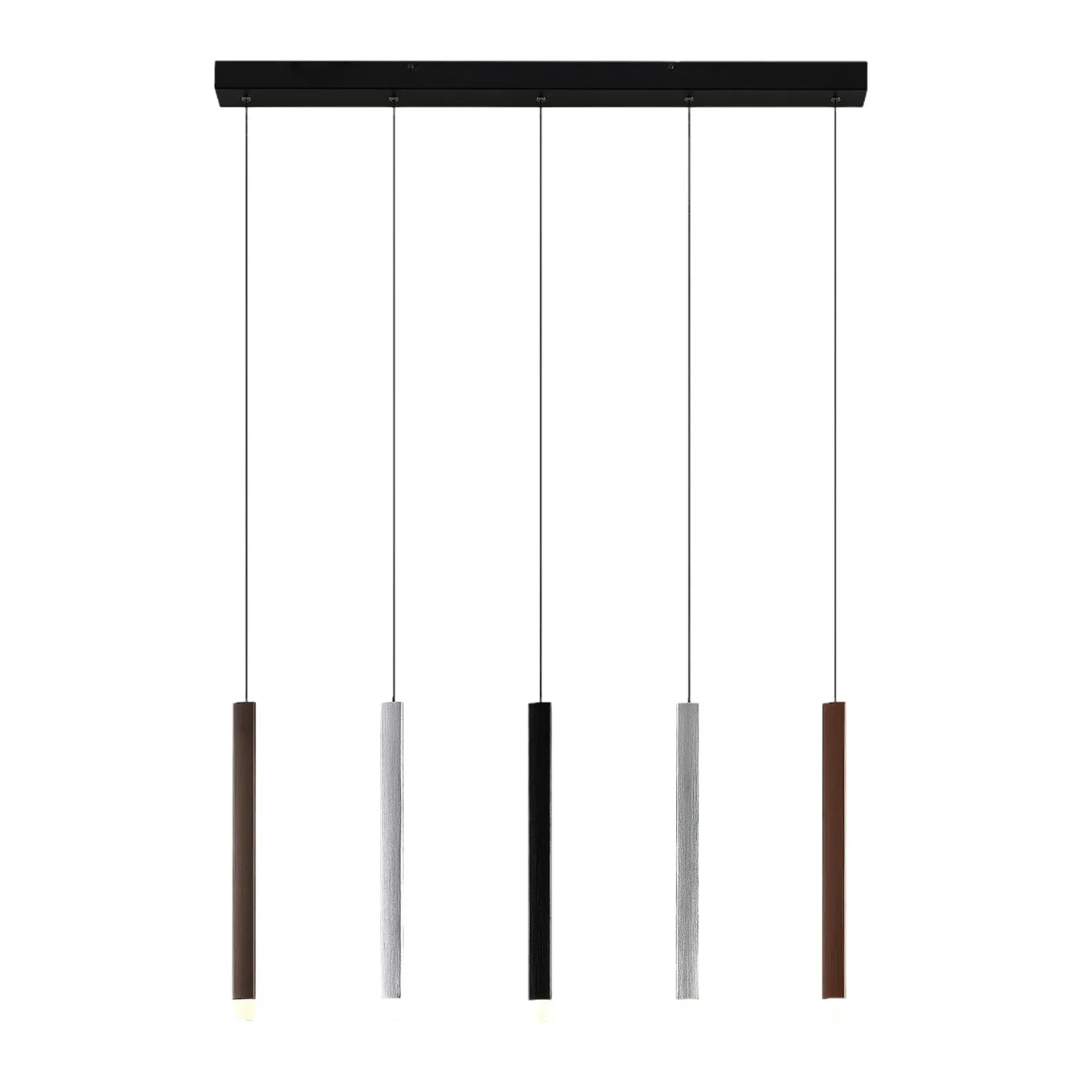 Lámpara colgante LED Lucande Stoika, 88 cm, 5 luces, metal
