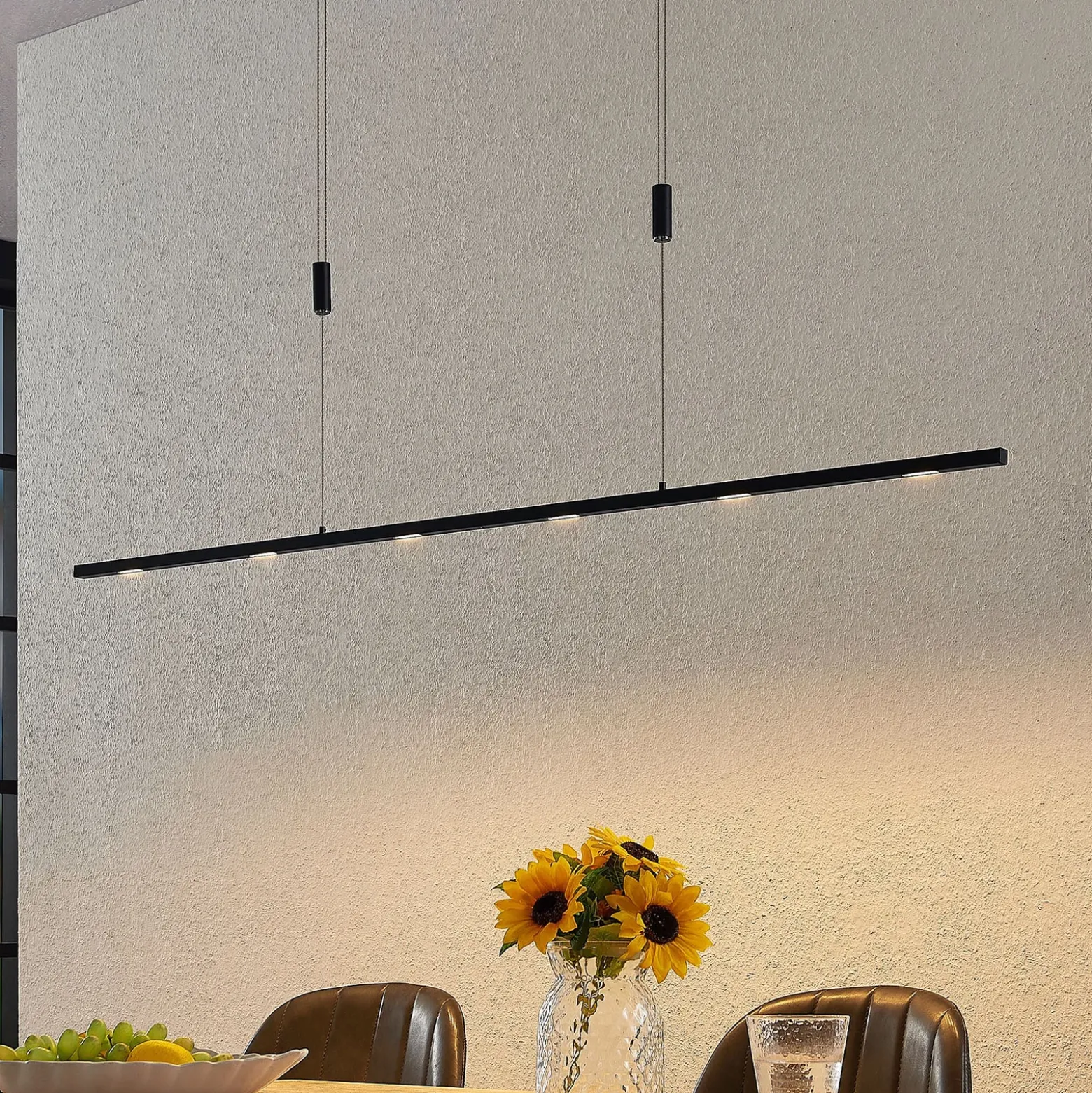 Lámpara colgante LED Lucande Stakato, 140 cm, 6 luces, atenuable