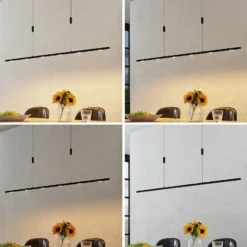 Lámpara colgante LED Lucande Stakato, 140 cm, 6 luces, atenuable