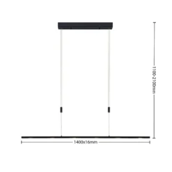 Lámpara colgante LED Lucande Stakato, 140 cm, 6 luces, atenuable