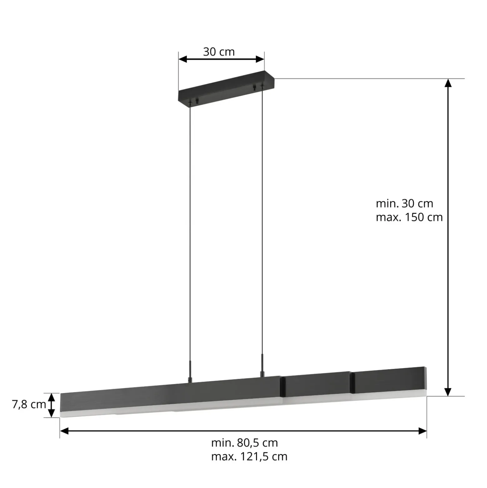 lámpara colgante LED Lucande Torven, negra, CCT, extensible