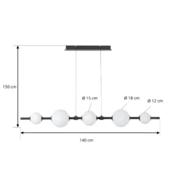 Lámpara colgante LED Lucande Tanira, negro/blanco, 140 cm, atenuable por pasos