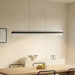 Lámpara colgante LED Lucande Tarnin, negro/níquel, 98 cm