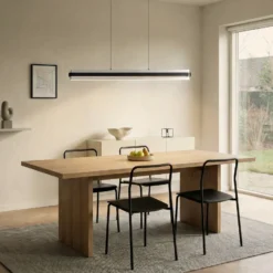 Lámpara colgante LED Lucande Tarnin, negro/níquel, 98 cm