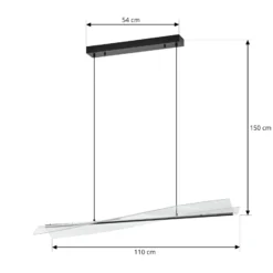 Lámpara colgante LED Lucande Vellia, negra, longitud 112 cm, CCT