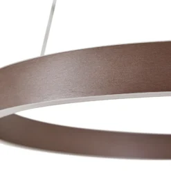 Lámpara colgante LED Lucande Yonam, Ø 60 cm, 1 luz, marrón, CCT