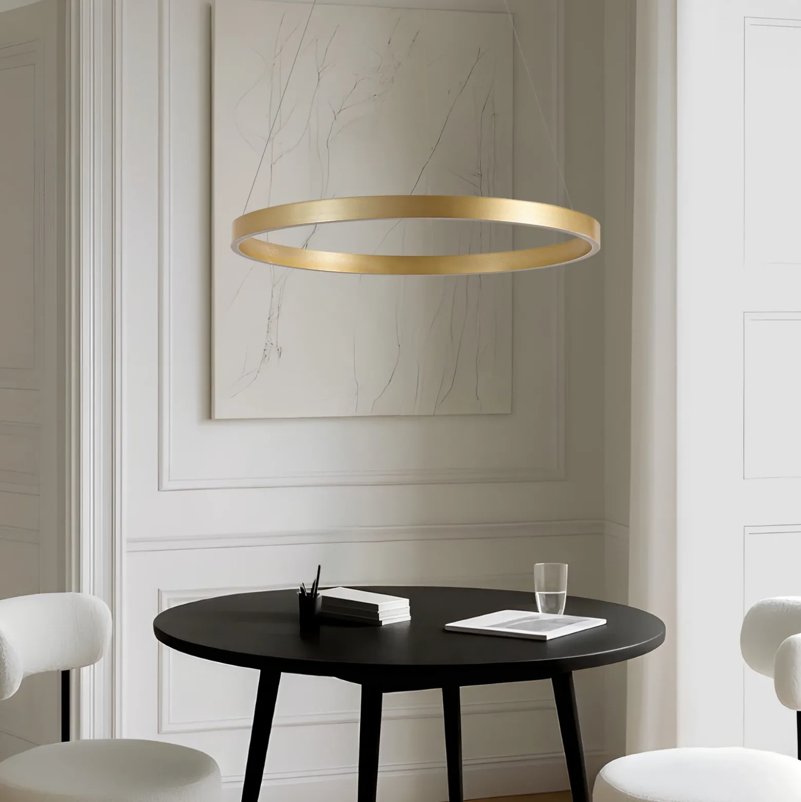 Lámpara colgante LED Lucande Yonam, Ø 80 cm, 1 luz, dorada, CCT