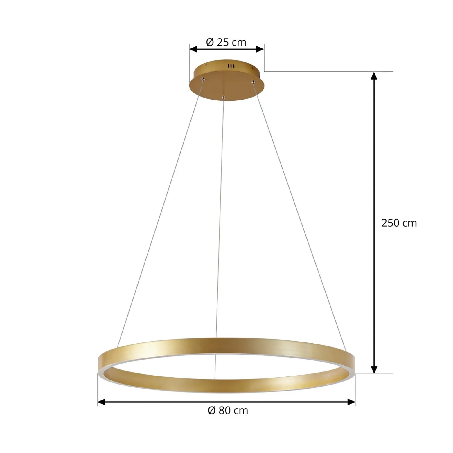Lámpara colgante LED Lucande Yonam, Ø 80 cm, 1 luz, dorada, CCT