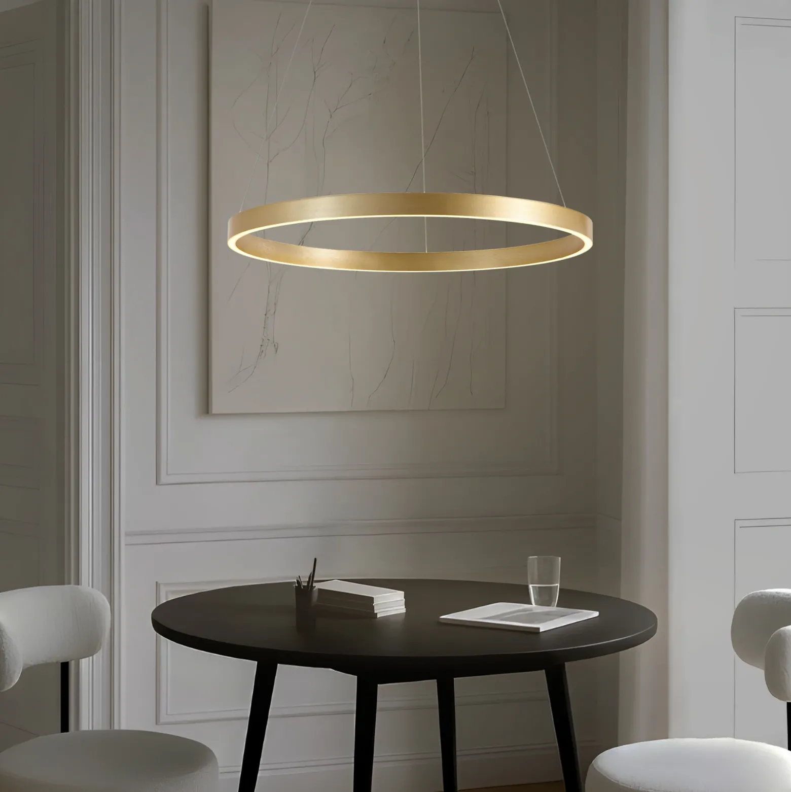 Lámpara colgante LED Lucande Yonam, Ø 80 cm, 1 luz, dorada, CCT