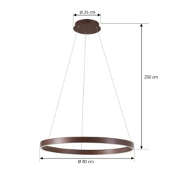 Lámpara colgante LED Lucande Yonam, Ø 80 cm, 1 luz, marrón, CCT