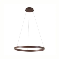 Lámpara colgante LED Lucande Yonam, Ø 80 cm, 1 luz, marrón, CCT