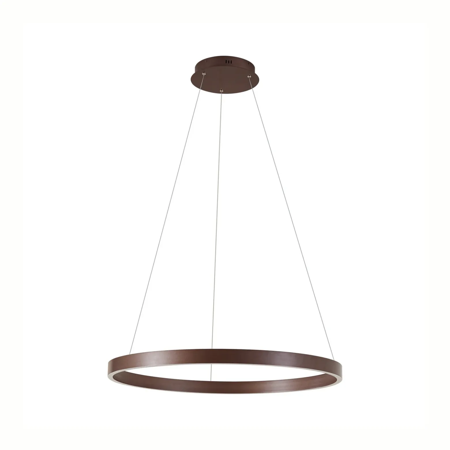 Lámpara colgante LED Lucande Yonam, Ø 80 cm, 1 luz, marrón, CCT