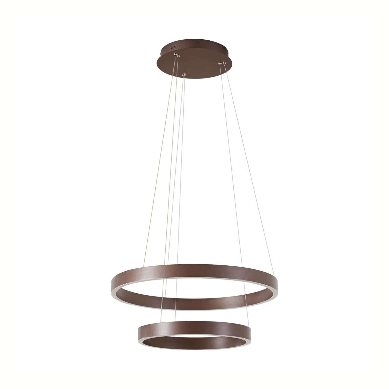 Lámpara colgante LED Lucande Yonam, Ø 60 cm, 2 luces, marrón, CCT