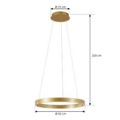 Lámpara colgante LED Lucande Yonam, Ø 60 cm, 1 luz, dorada, CCT
