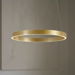 Lámpara colgante LED Lucande Yonam, Ø 60 cm, 1 luz, dorada, CCT
