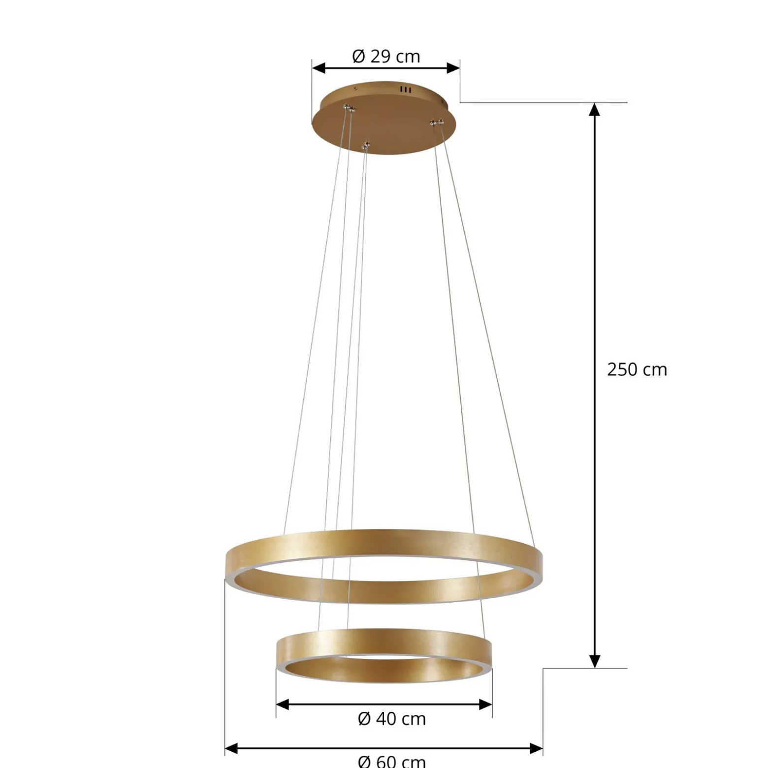 Lámpara colgante LED Lucande Yonam, Ø 60 cm, 2 luces, dorada, CCT